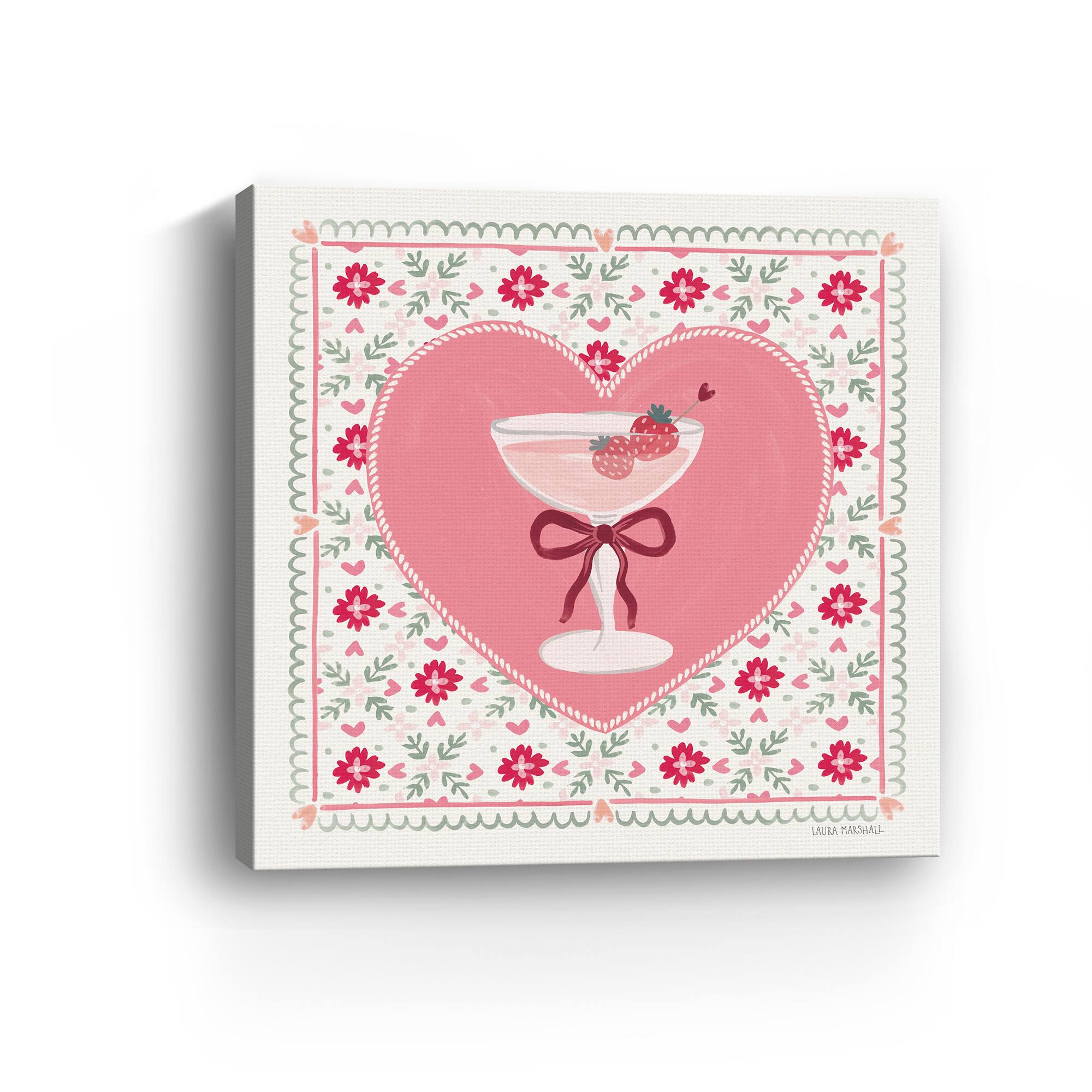 Blooming Hearts VI Cocktail Canvas Giclée Art
